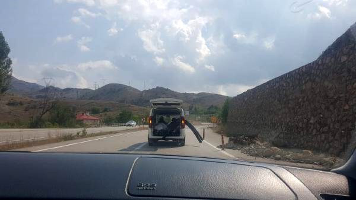 Gümüşhane\'de trafikte ilginç görüntü