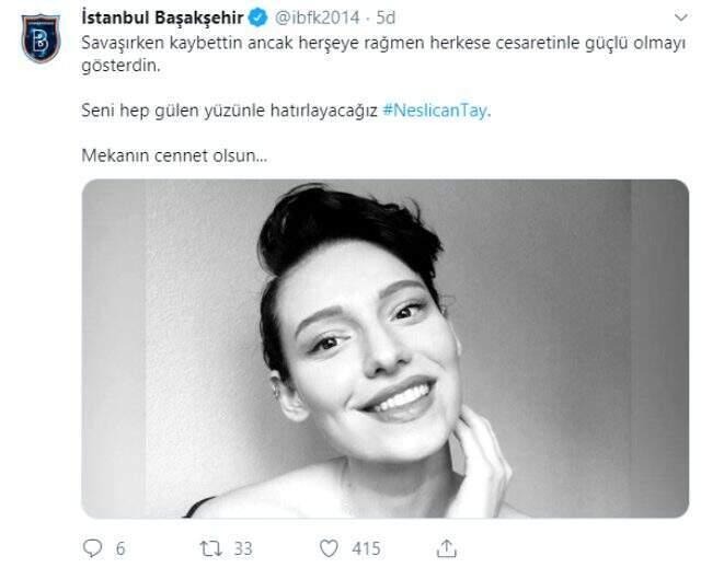 Futbol dünyası, Neslican Tay'ın ölümüne sessiz kalmadı