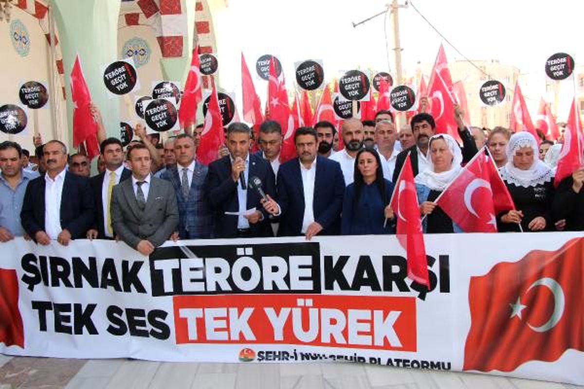 Şırnak\'ta \'teröre karşı tek ses, tek yürek\' eylemi