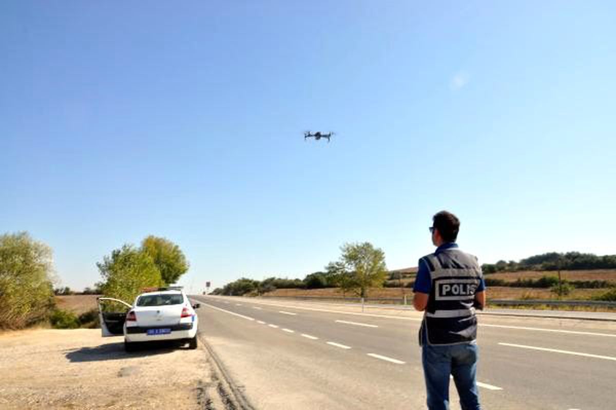 Tekirdağ-çanakkale karayolunda drone ile trafik denetimi