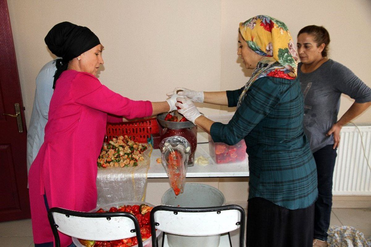 Okul bahçesi üretim alanına çevrildi, kazanan kadınlar oldu
