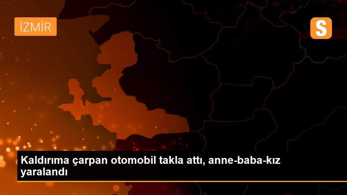 Kaldırıma çarpan otomobil takla attı, anne-baba-kız yaralandı