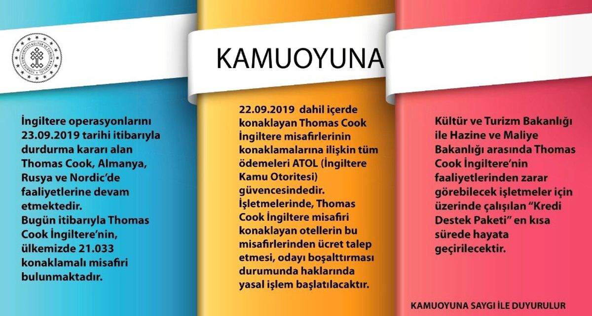 Kültür Bakanlığı\'ndan Thomas Cook şirketi açıklaması