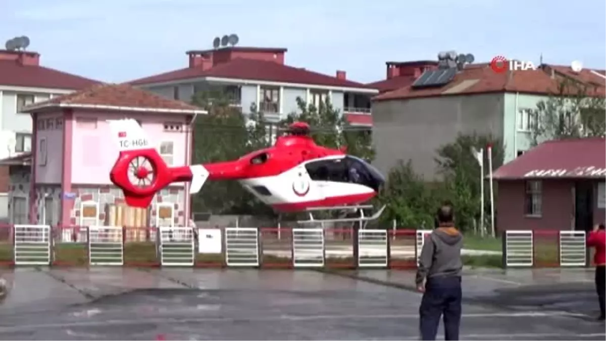 Kalp krizi geçiren mahkum için ambulans helikopter havalandı