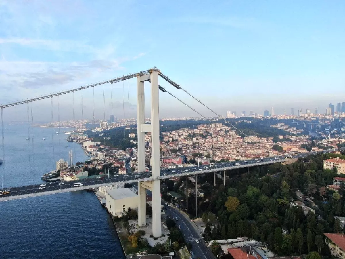 15 Temmuz Şehitler Köprüsü\'nde bakım platformu drone ile görüntülendi