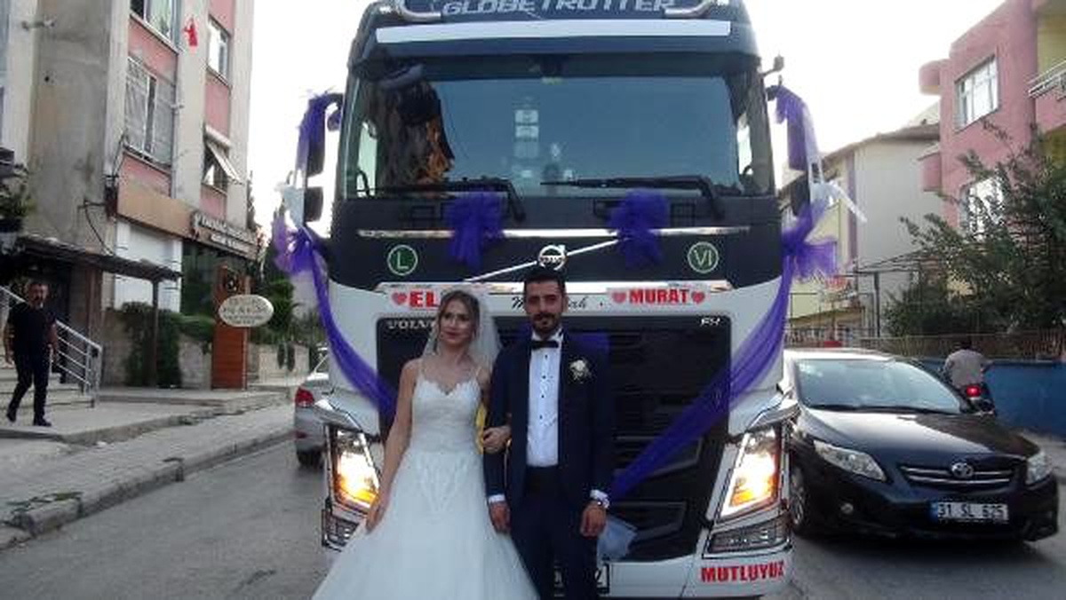 Damat tır şoförü olunca, gelin arabası da tır oldu