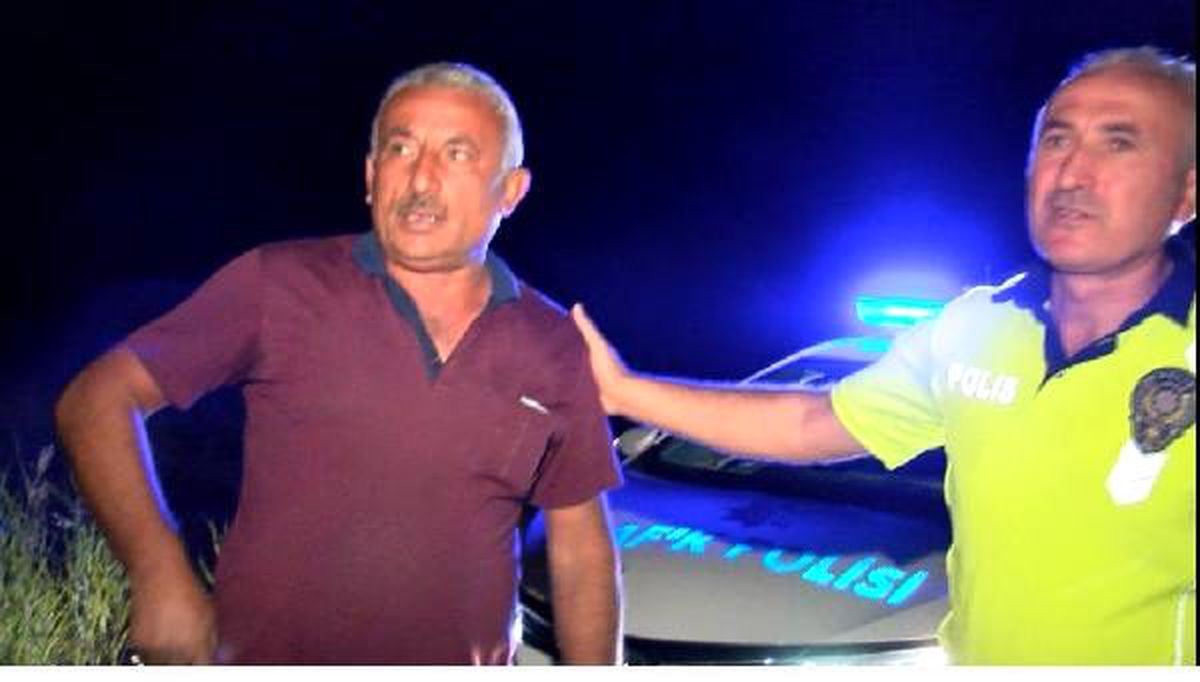 Yanan tır\'dan canını zor kurtaran sürücüyü polis teselli etti