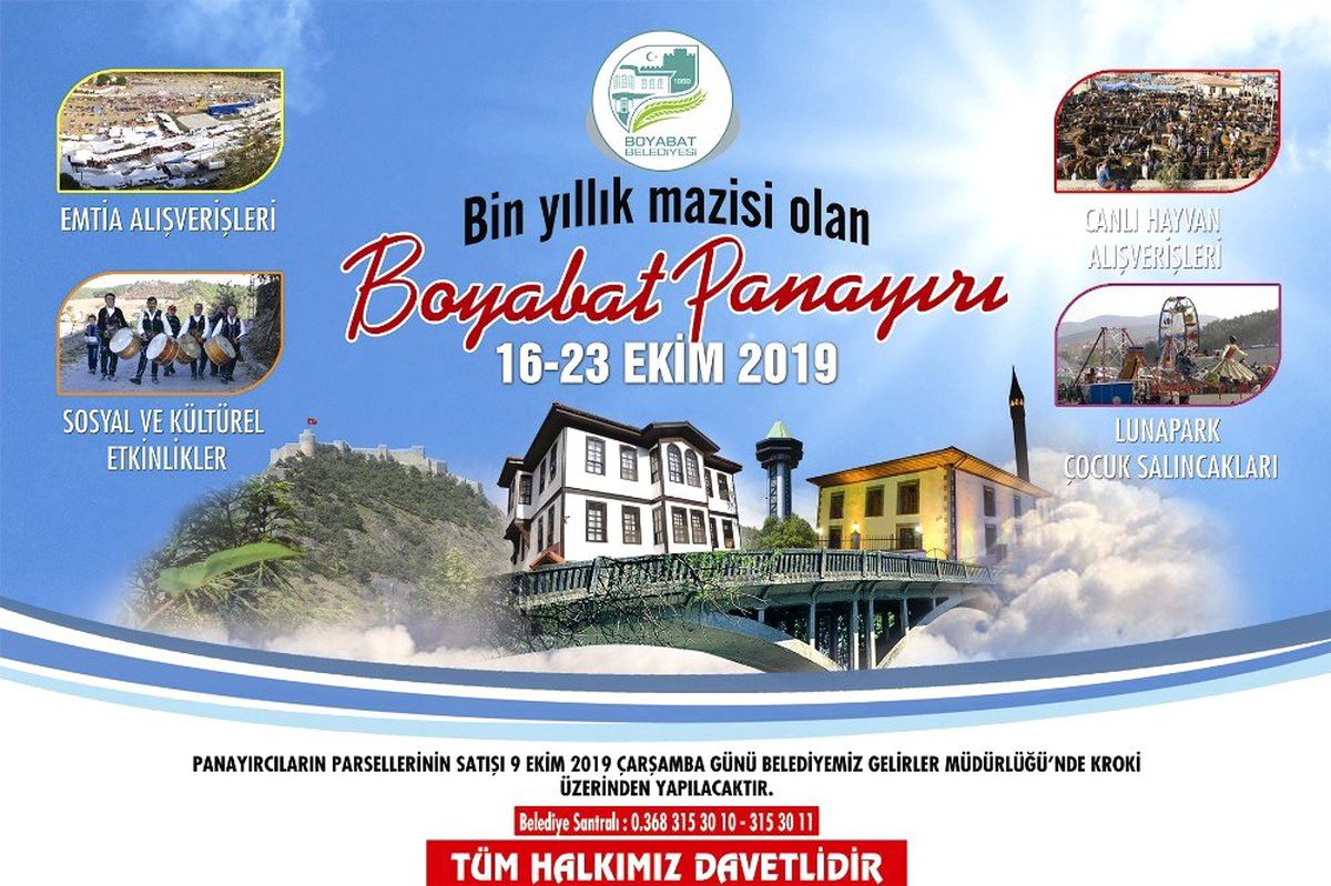 Boyabat Panayırı 16 Ekim\'de