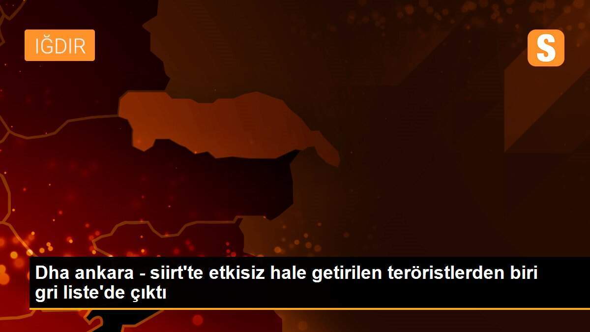 Dha ankara - siirt\'te etkisiz hale getirilen teröristlerden biri gri liste\'de çıktı