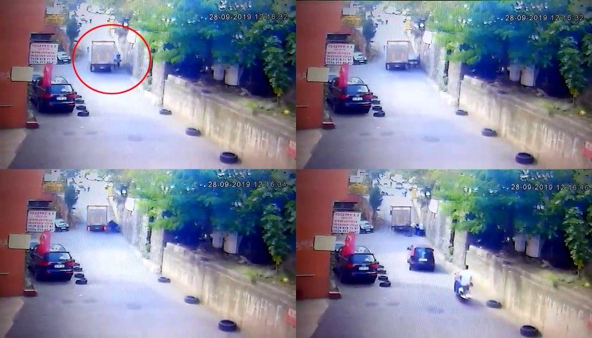Hurdacının duvar ile aracı arasında sıkışıp hayatını kaybettiği kaza kamerada