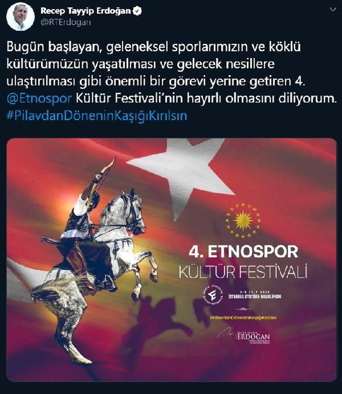Cumhurbaşkanı erdoğan\'dan etnospor mesajı