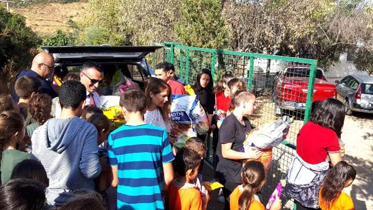 Datçalı öğrencilerden barınaktaki hayvanlara mama desteği