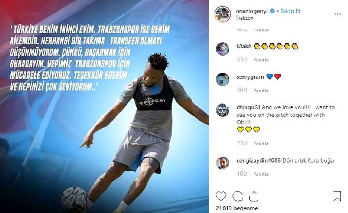 Onazi\'den transfer açıklaması