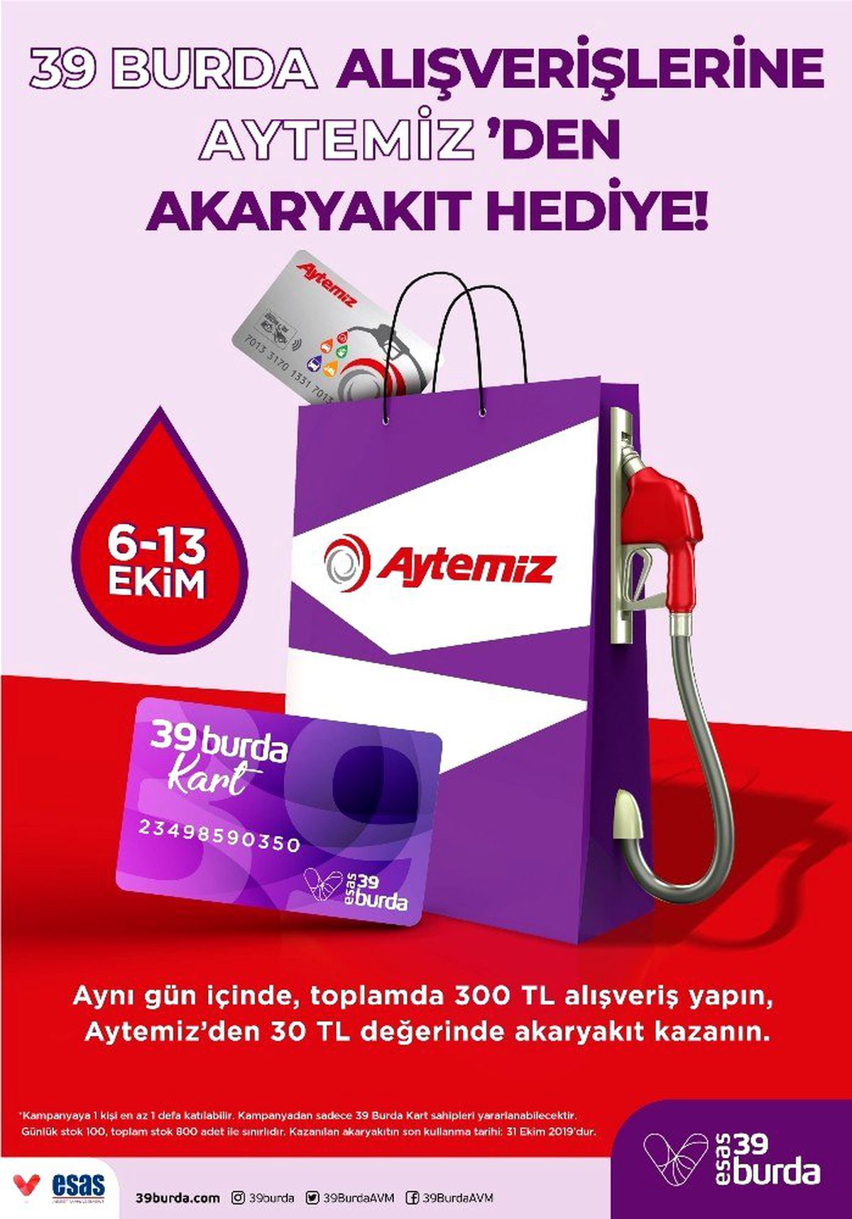 39 Burda alışverişlerine akaryakıt hediye