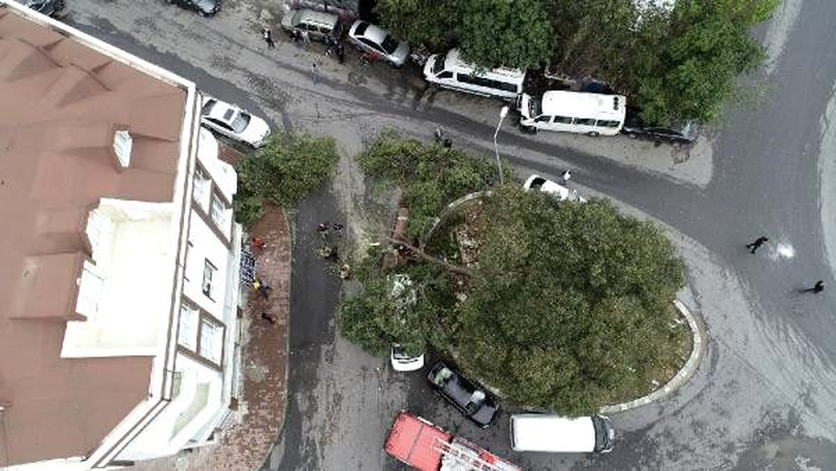Bahçelievler\'de ağacın devrilme anı kamerada