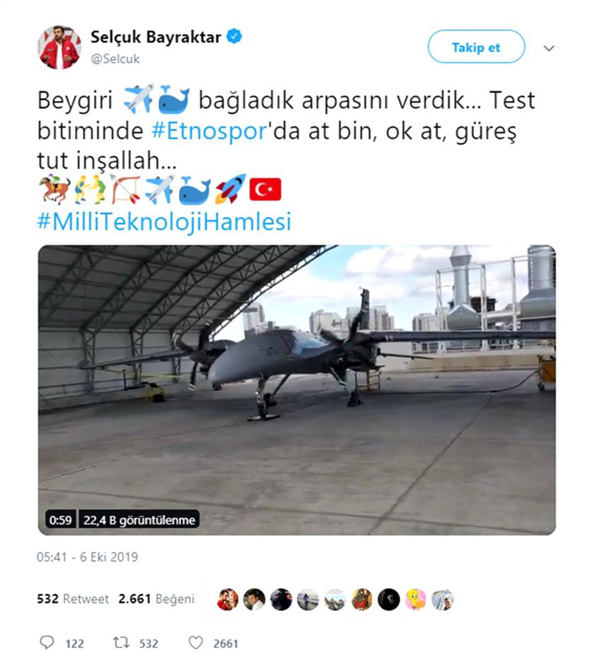Selçuk Bayraktar, Akıncı\'nın yeni test görüntülerini yayınladı