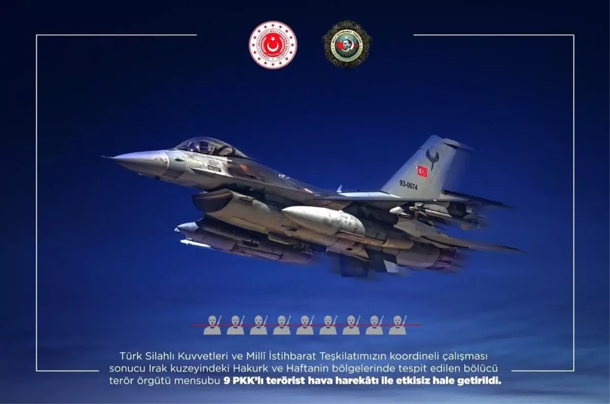 Irak\'ın kuzeyine hava harekatında 9 PKK\'lı etkisiz hale getirildi