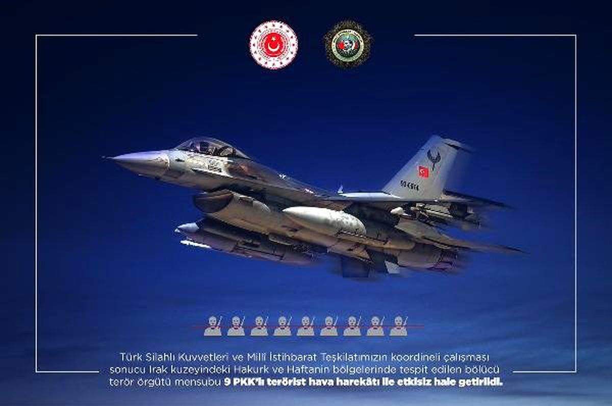 Tsk ve mit\'ten ortak operasyon: 9 terörist etkisiz hale getirildi