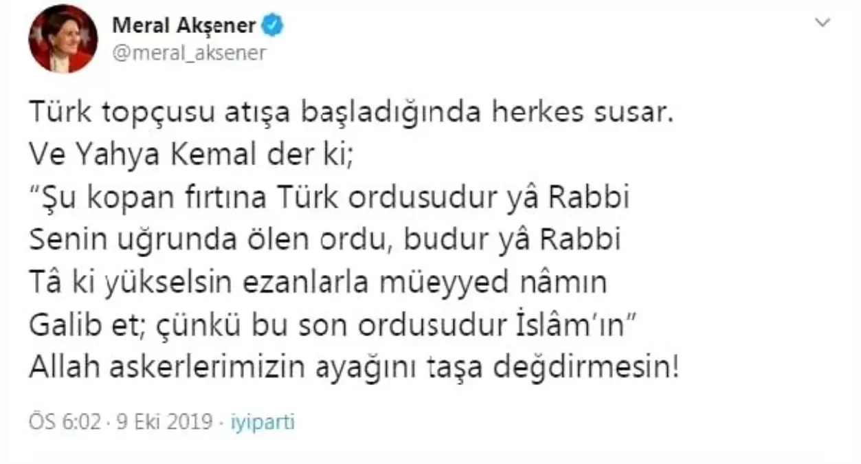 Akşener\'den \'barış pınarı harekâtı\' açıklaması