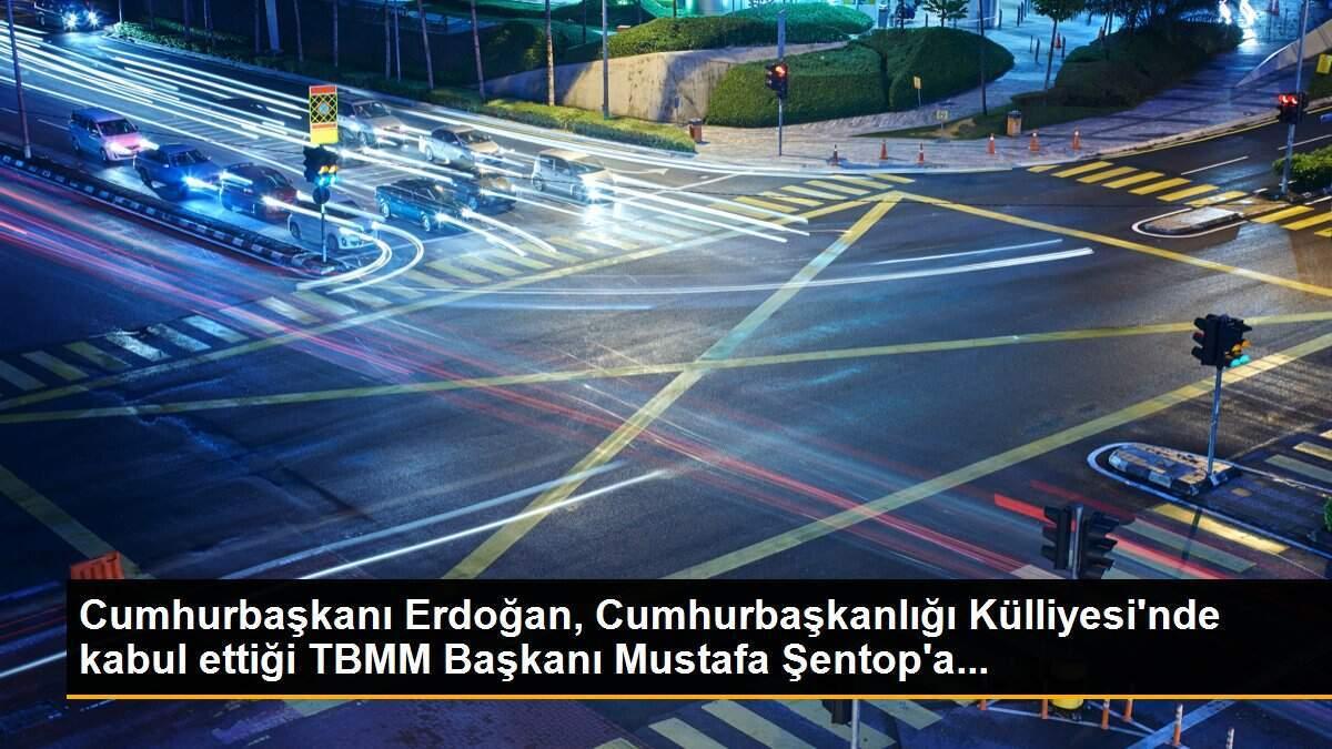 Cumhurbaşkanı Erdoğan, Cumhurbaşkanlığı Külliyesi\'nde kabul ettiği TBMM Başkanı Mustafa Şentop\'a...