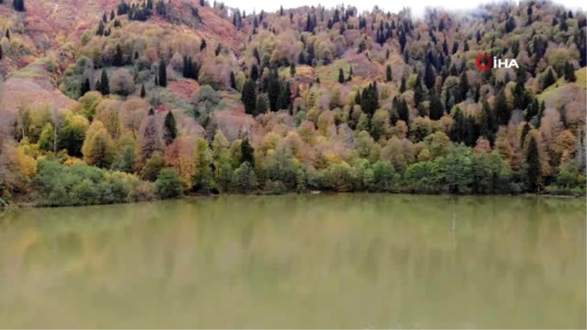 Karagöl Tabiat Parkı\'nda sonbaharın gelişiyle oluşan renk cümbüşü havadan görüntülendi