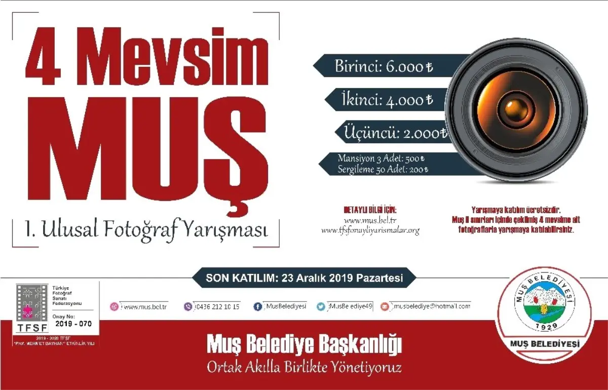 Muş Belediyesinden \'4 Mevsim Muş\' temalı ödüllü fotoğraf yarışması