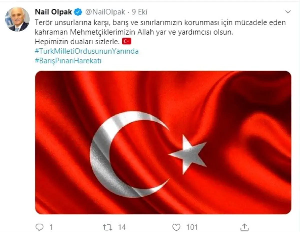 İş dünyasından Barış Pınarı Harekatına destek mesajları