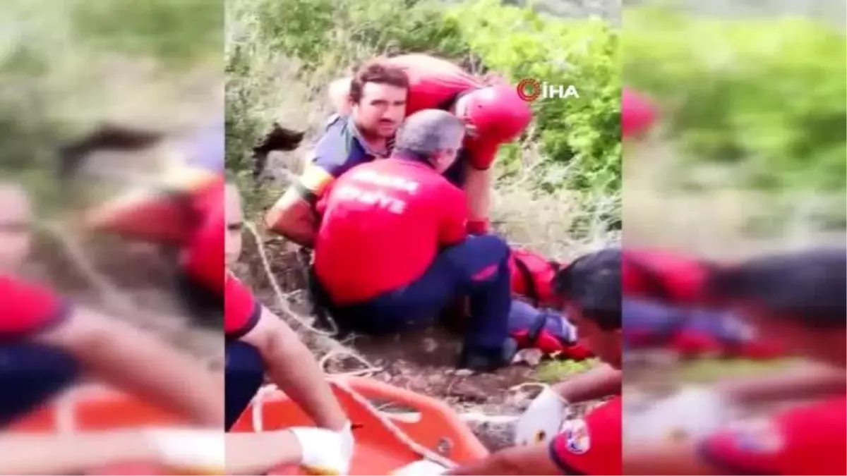 Zeytin toplarken uçurumdan yuvarlanıp mahsur kaldı