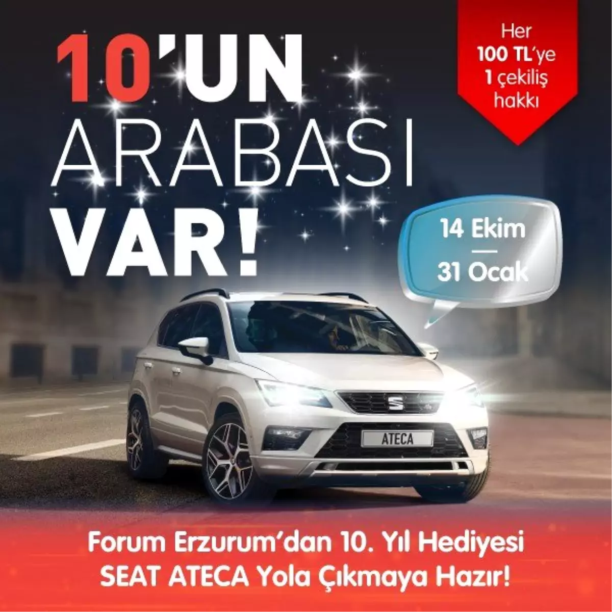 Forum Erzurum, 10.Yıl hediyesi Seat Ateca\'yla yola çıkmaya hazır