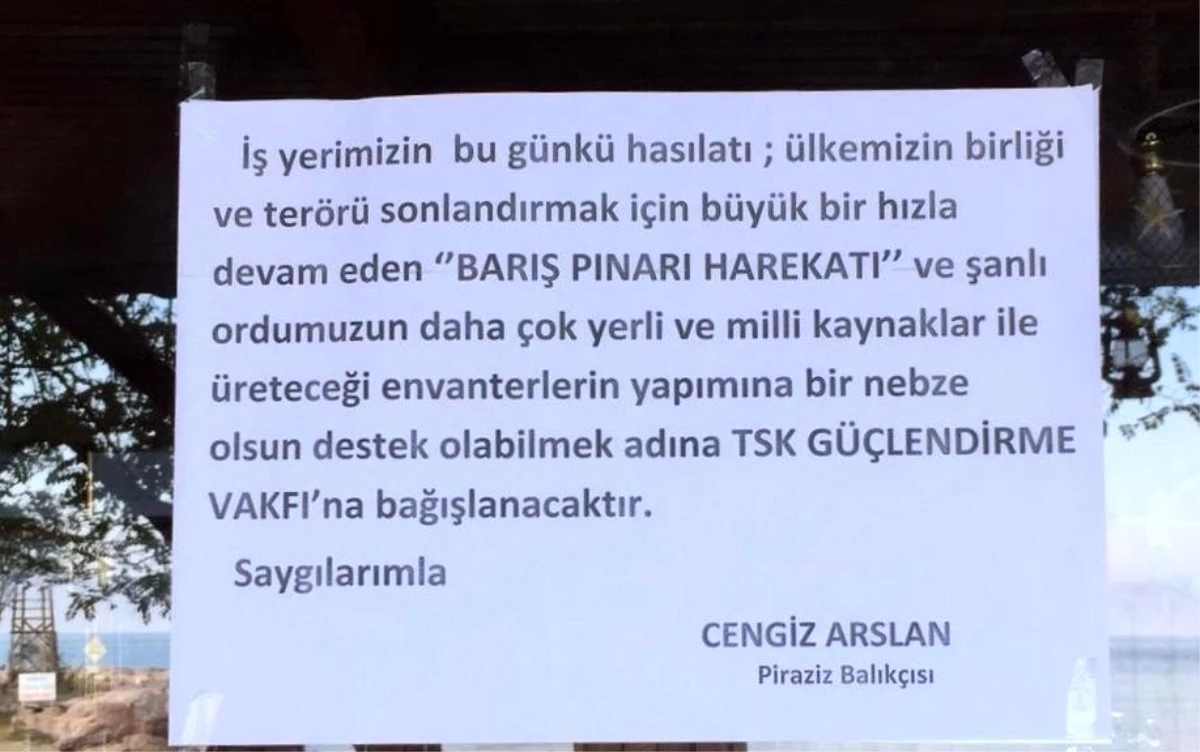 Balıkçı iş yerinin bir günlük hasılatını Barış Pınarı Harekatı\'na destek için bağışladı