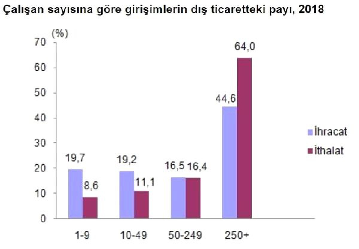 İhracatın yaklaşık yarısı, ithalatın yarıdan fazlası büyüklerden