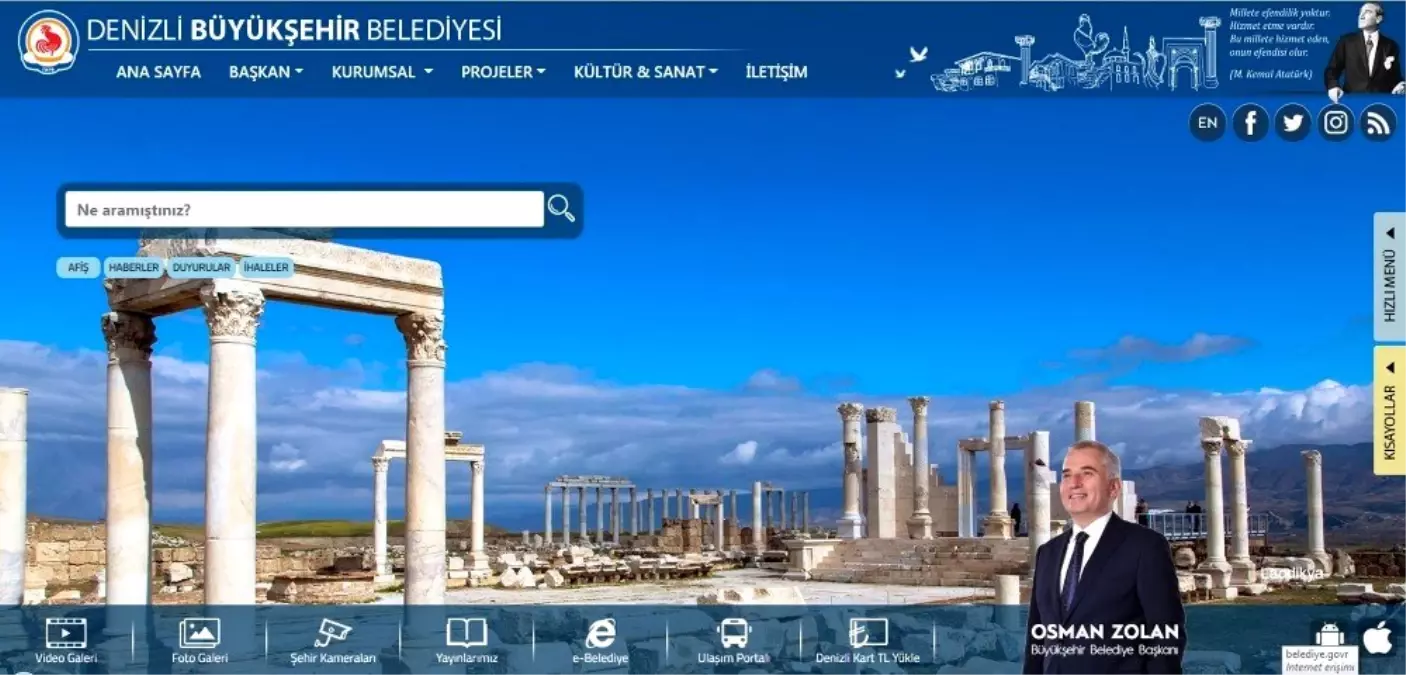 Denizli Büyükşehir Belediyesi\'nin web sitesi yeni yüzüyle hizmette