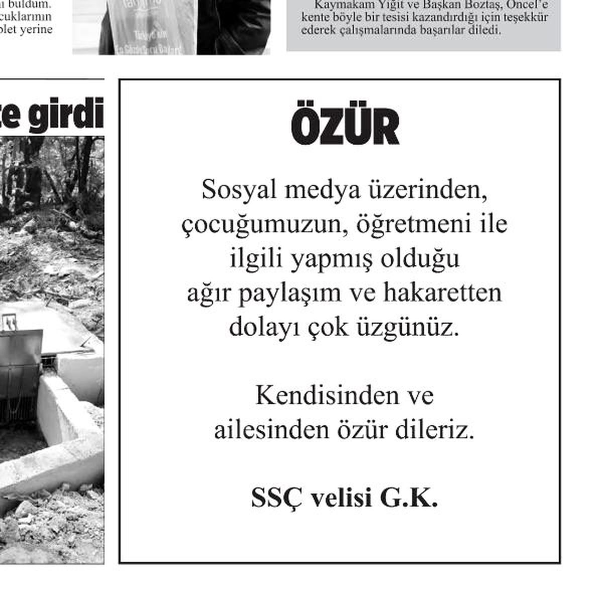 \'Öğretmene hakaret\' davası, LÖSEV\'e bağış ve özür ilanıyla düştü