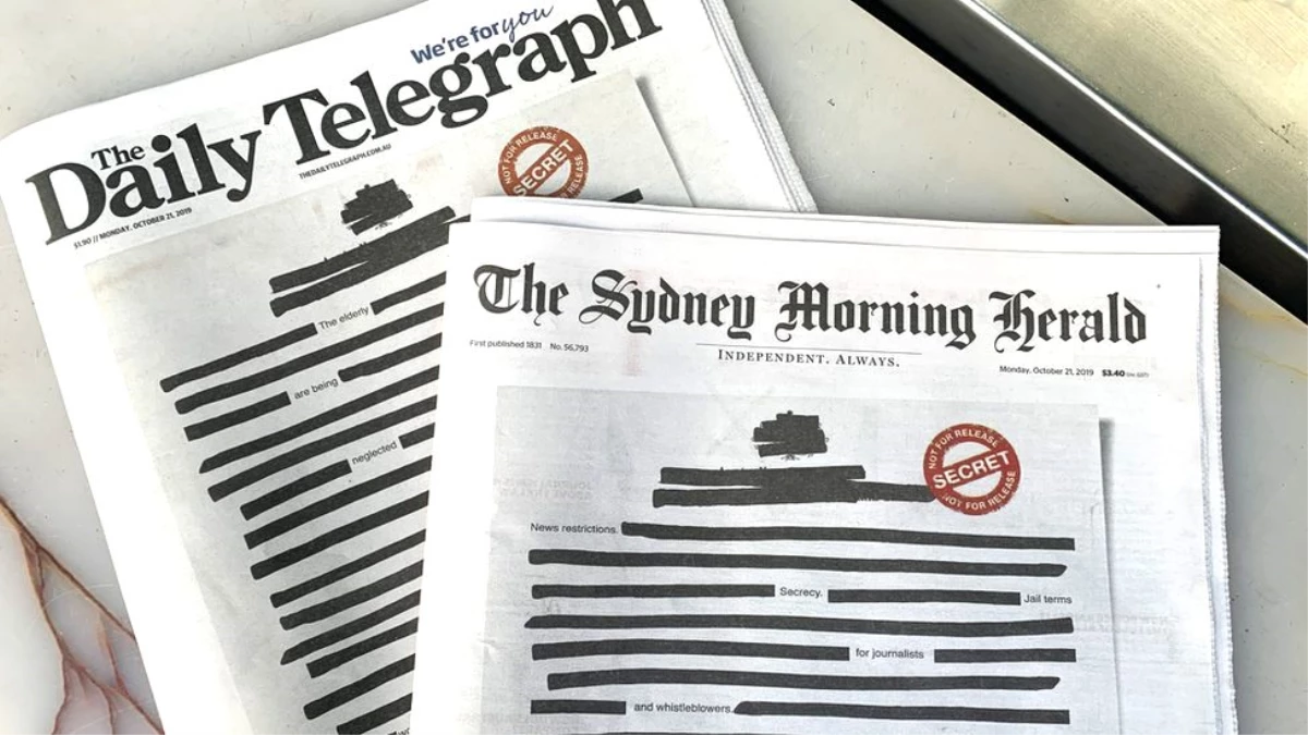 Avustralya gazeteleri \'basın özgürlüğüne yönelik sınırlamaları\' protesto için sansürlü manşetle...
