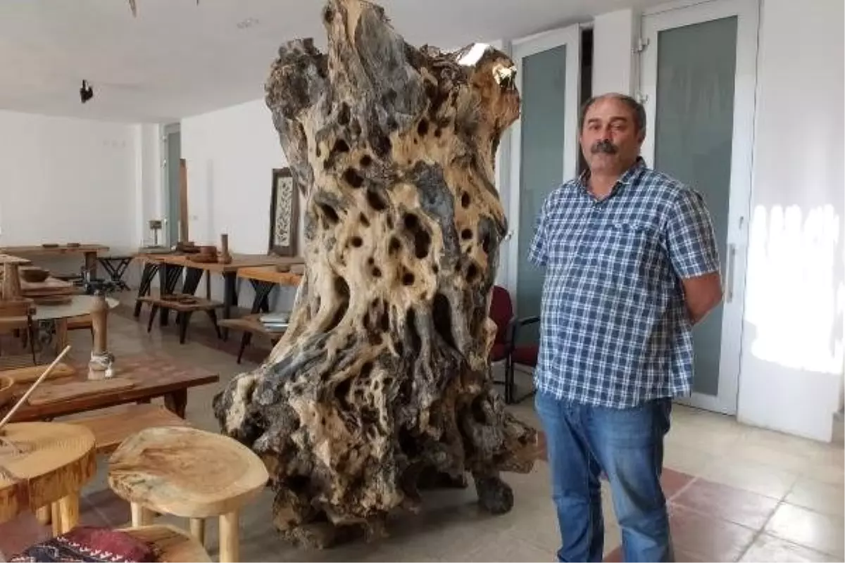 Burhaniyeli mühendis, zeytin odunlarını sanat eserine dönüştürüyor