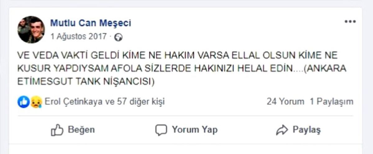 Şehidin yürek burkan paylaşımları