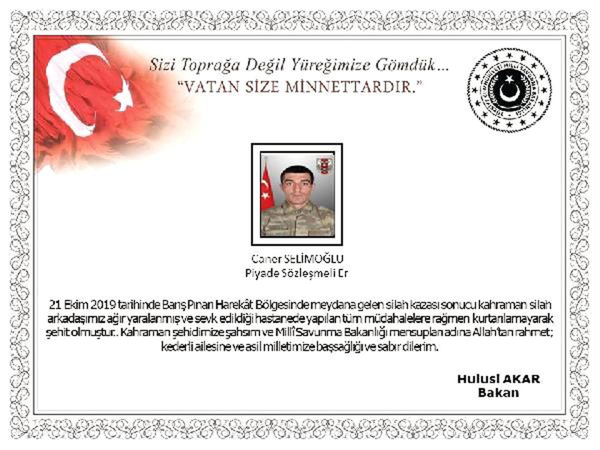Silah kazasında yaralanan asker şehit oldu