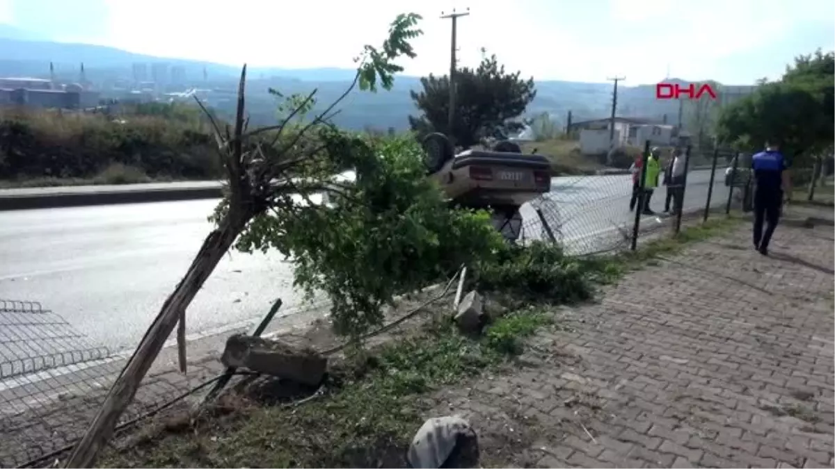 Karabük otomobiliyle kamyoneti sollamak isterken takla attı