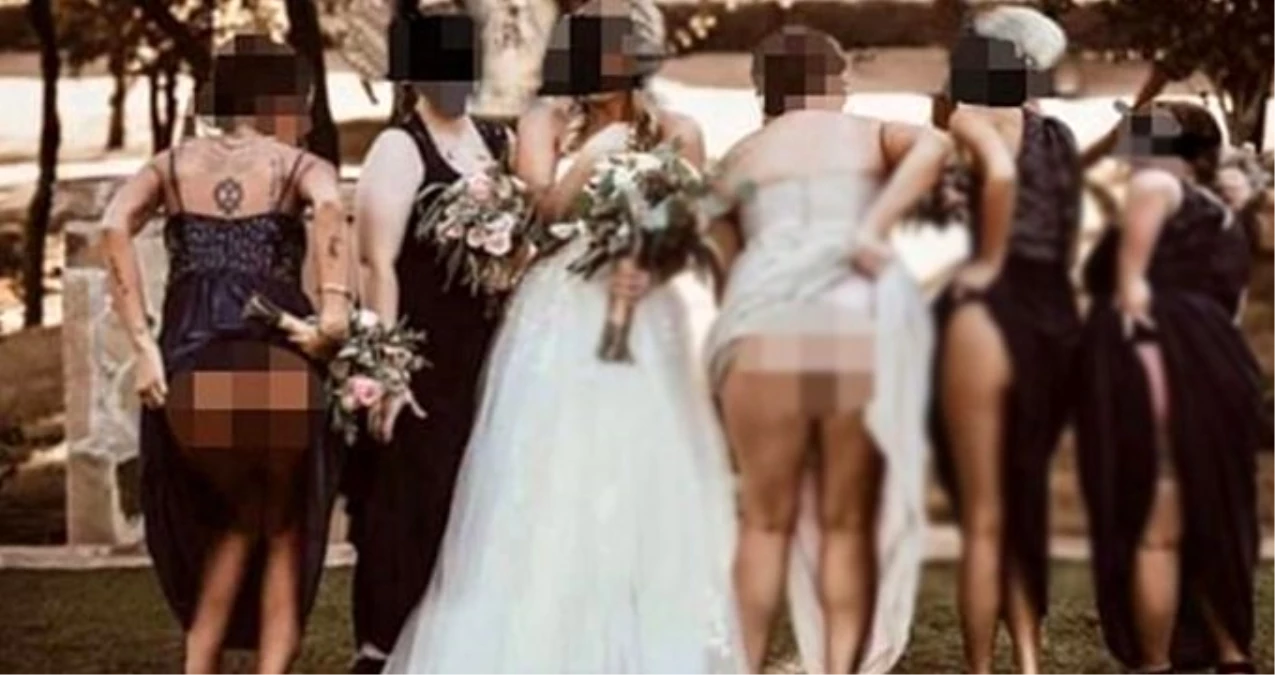 Amerika\'da düğünde şaşkına çeviren kare! Nedimelerin kameraya kalçalarını dönmeleri tartışma yarattı