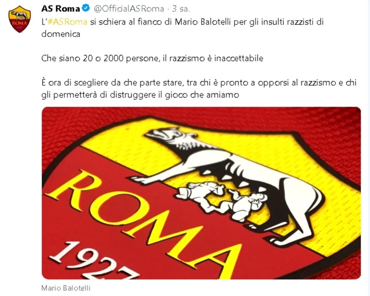 Roma\'dan Balotelli\'ye destek