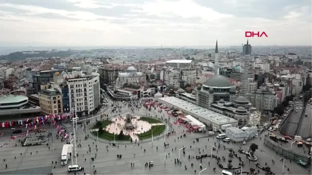 Taksim camii inşaatındaki son durum havadan görüntülendi