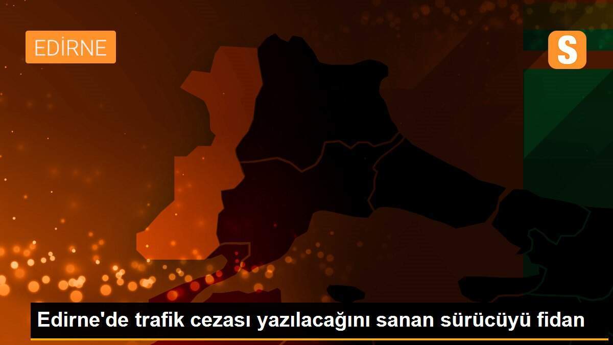 Edirne\'de trafik cezası yazılacağını sanan sürücüyü fidan