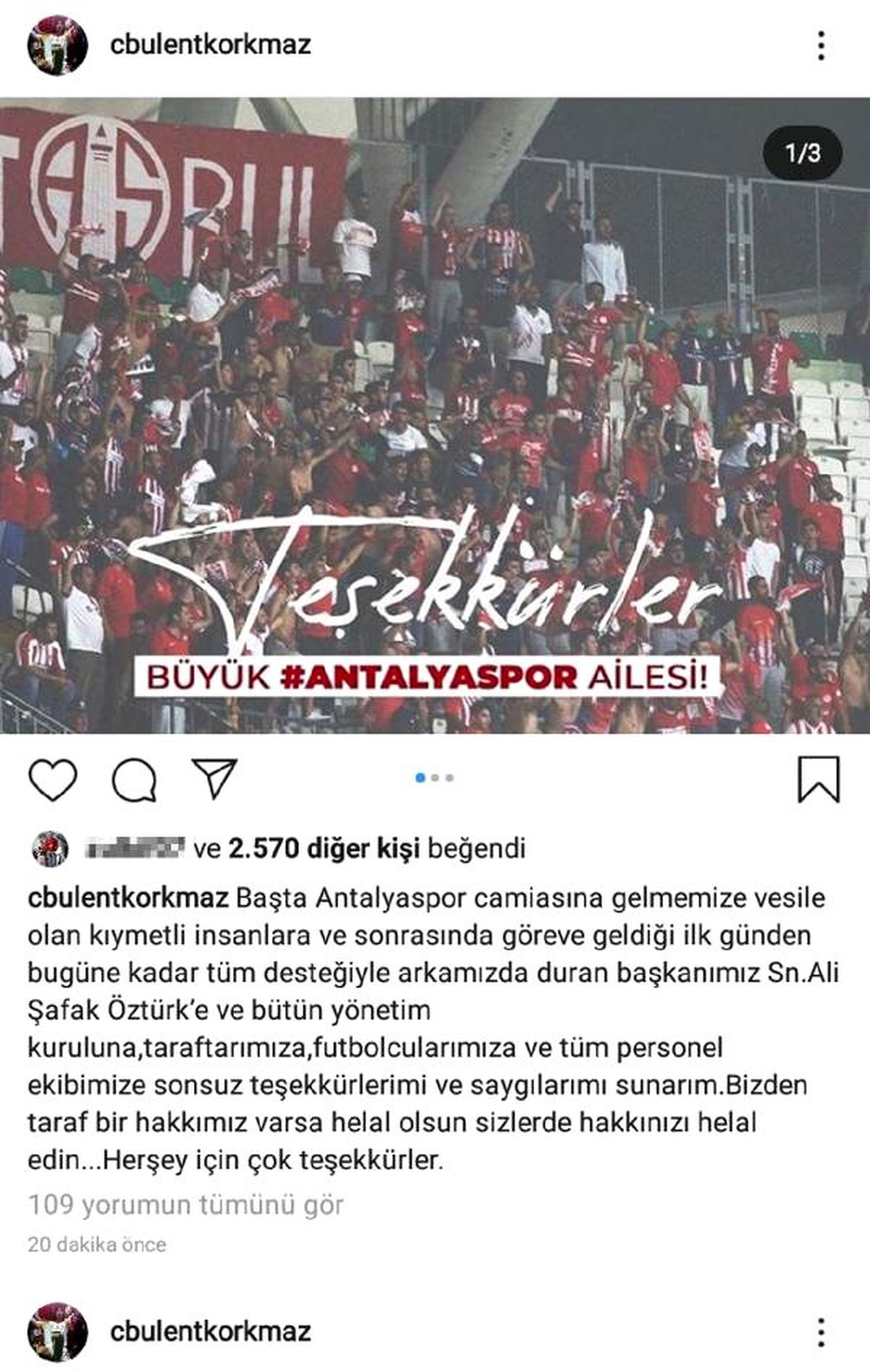 Bülent Korkmaz: Her şey için çok teşekkürler