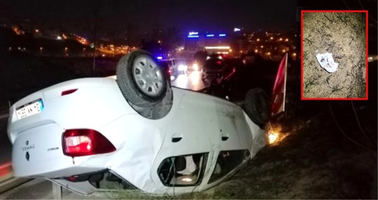 Takla atan otomobilden çıkanların ilk derdi uyuşturucu maddeyi saklamak oldu