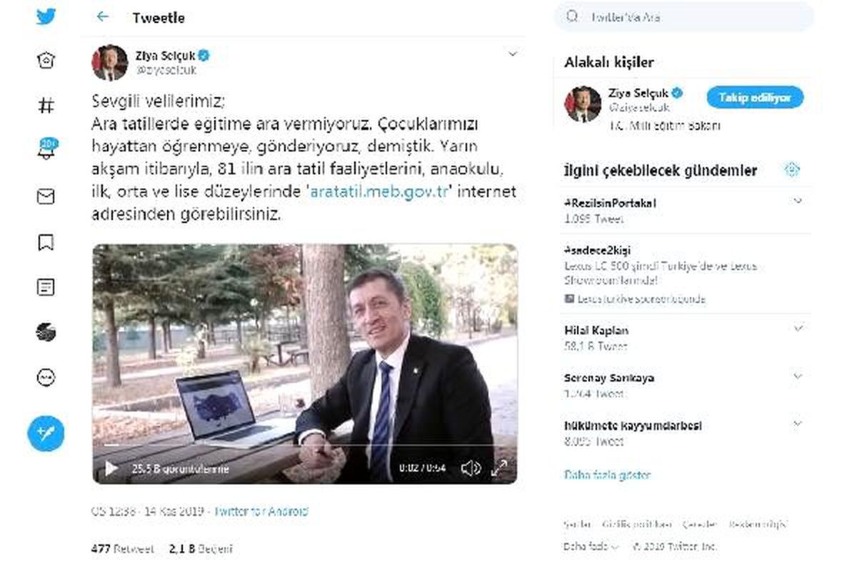 Bakan Selçuk: Ara tatillerde eğitime ara vermiyoruz