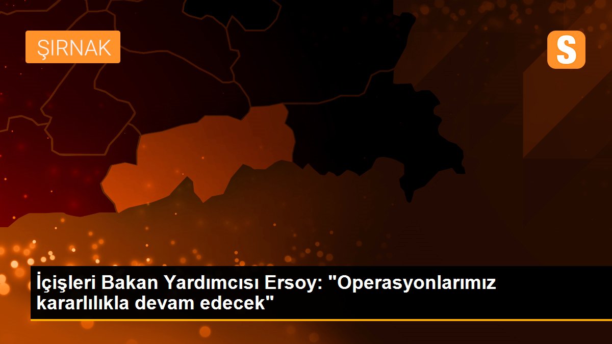 İçişleri Bakan Yardımcısı Ersoy: "Operasyonlarımız kararlılıkla devam edecek"