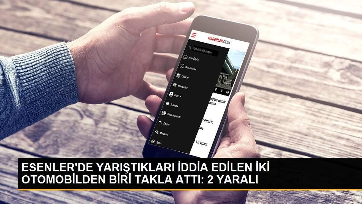 ESENLER\'DE YARIŞTIKLARI İDDİA EDİLEN İKİ OTOMOBİLDEN BİRİ TAKLA ATTI: 2 YARALI