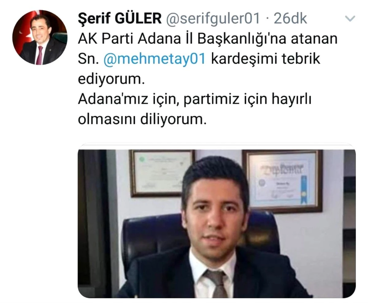 AK Parti Adana İl Başkanı Mehmet Ay oldu