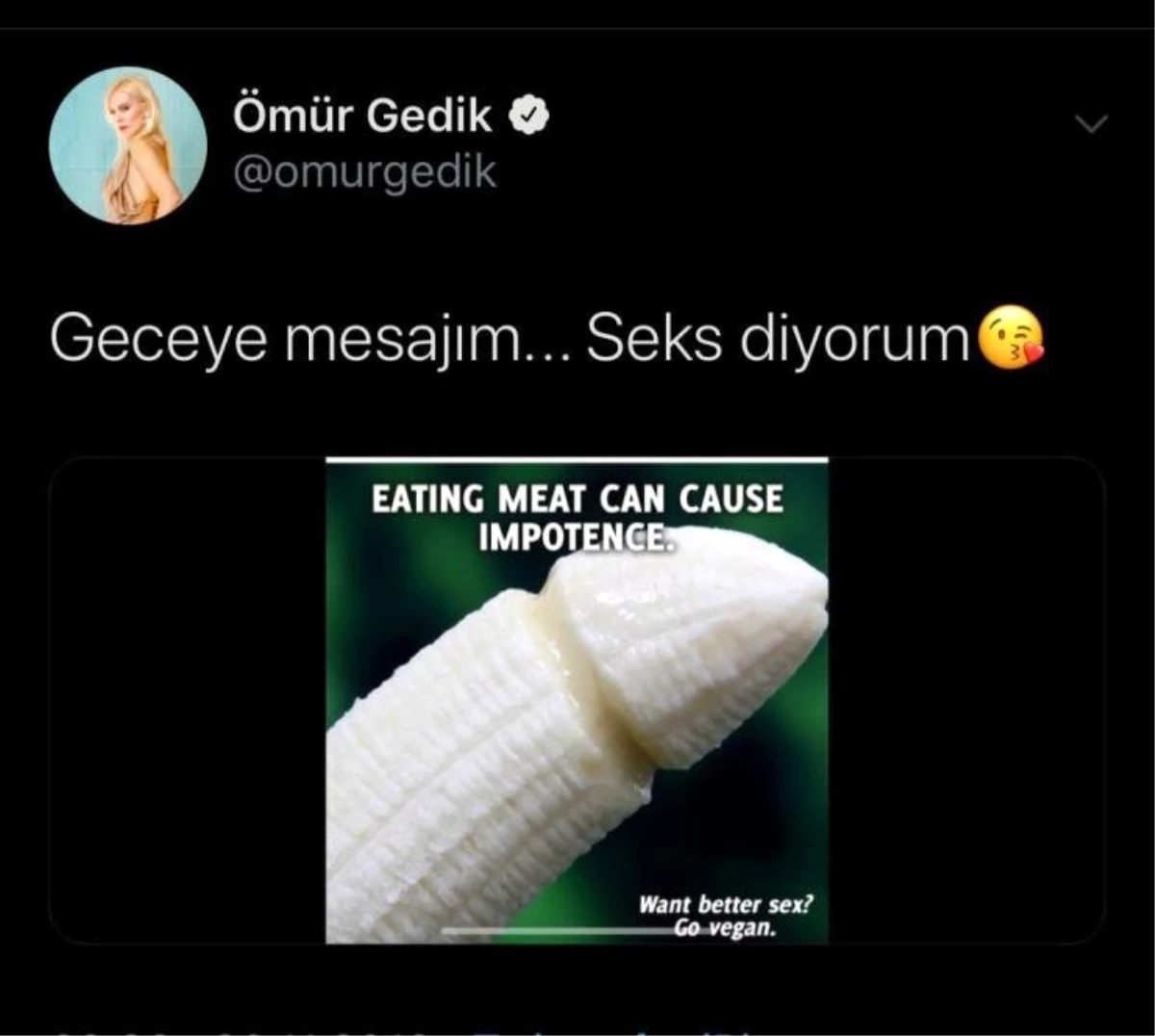 Ömür Gedik Şort Giyenlere Laf Ediyordu, Şimdi Muzlu Seks Mesajı Paylaşıyor