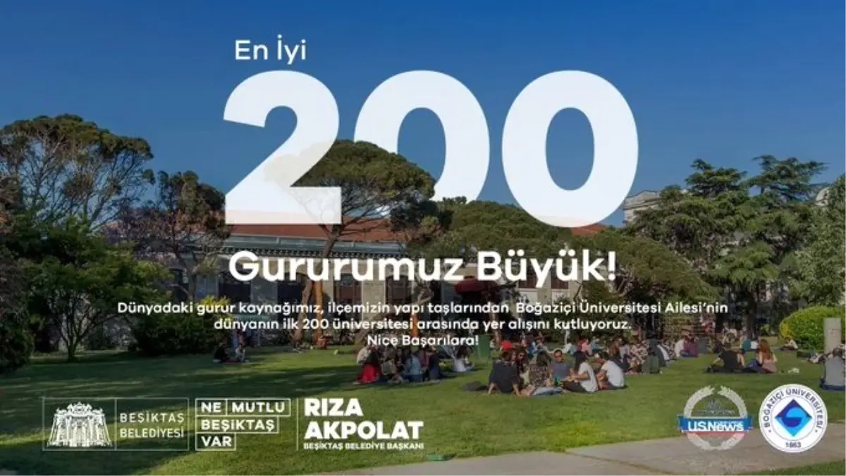 Dünya sıralamasında ilk 200\'e giren Boğaziçi Üniversitesi\'ne Başkan Akpolat\'tan tebrik